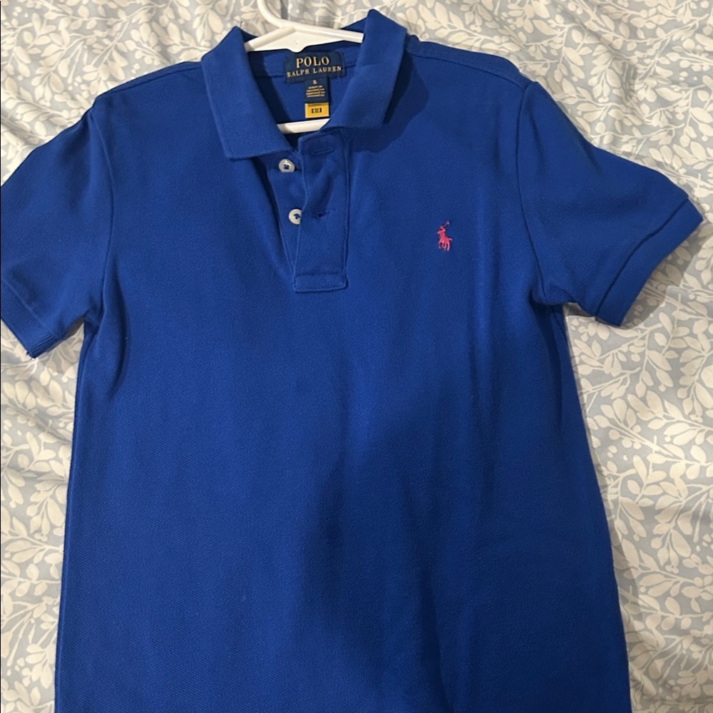 Ralph Lauren Royal Blue Polo with Pink Emblem